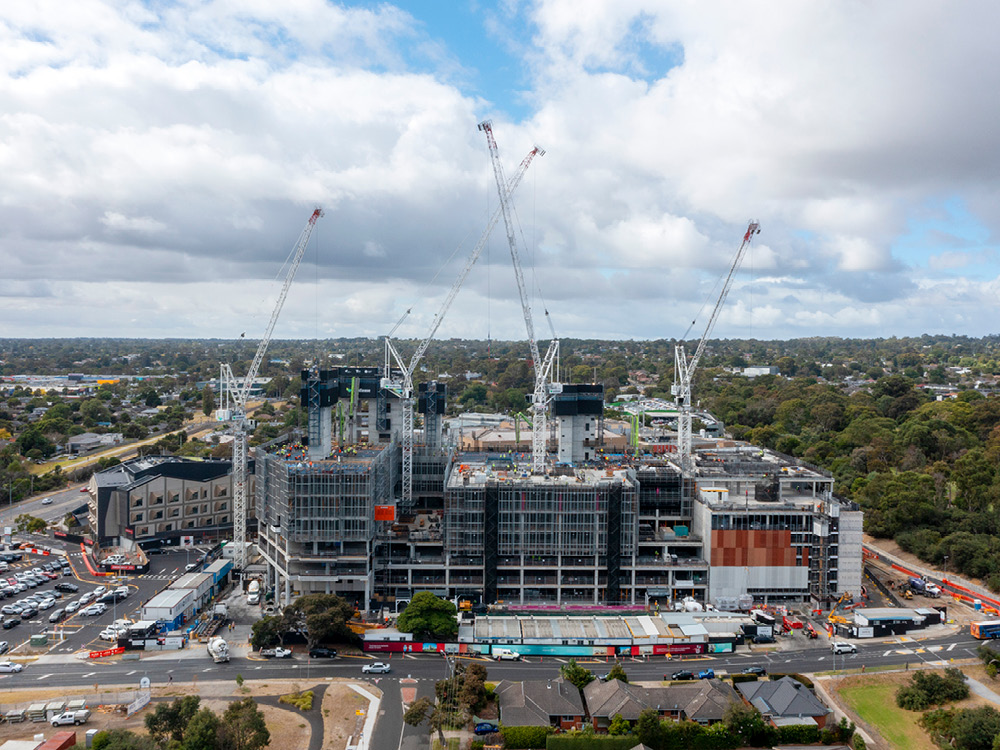 Frankston Hospital redevelopment construction site: March 2024