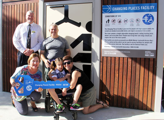 Pictured (Left to Right): Cr David Atkinson (Mitchell Shire Council), Gary Hopper (Ally’s Dad and Changing Places Advocate), Danielle Green MP, Ally Hopper (Changing Places Advocate) and Phyllis Hopper (Ally’s Mum and Changing Places Advocate) 