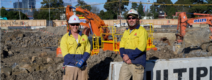 Workers performing earthwork for the new Footscray Hospital