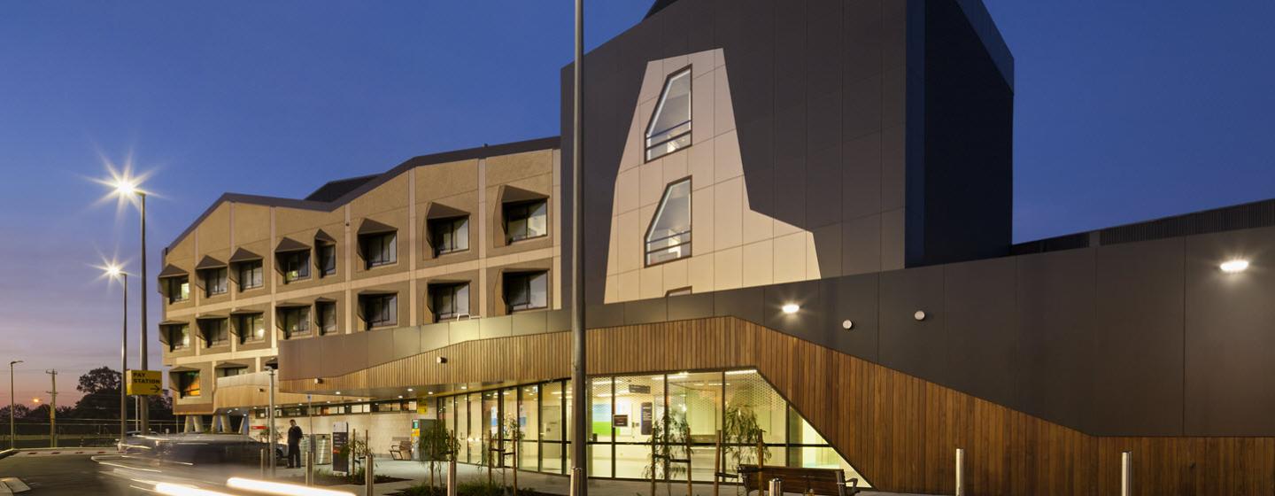 External view of Frankston hospital at night