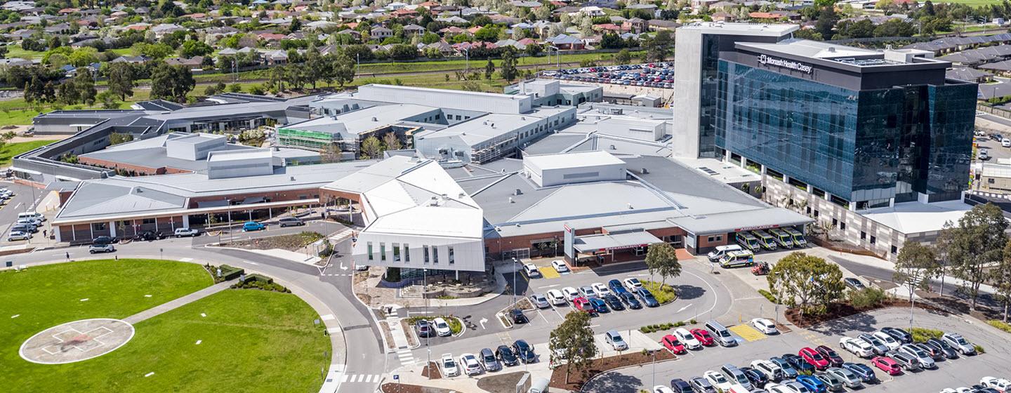 An aerial view of Casey Hospital