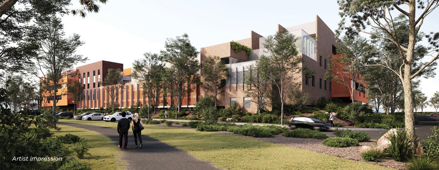 Artist impression showing external view of the Thomas Embling Hospital