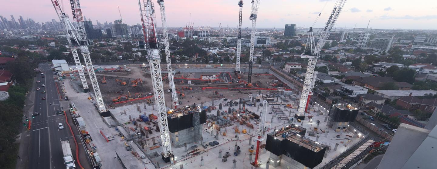 New Footscray Hospital site at sunset