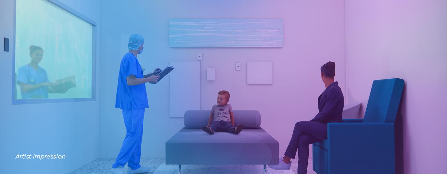 Artist impression of low sensory treatment space at Royal Children's Hospital