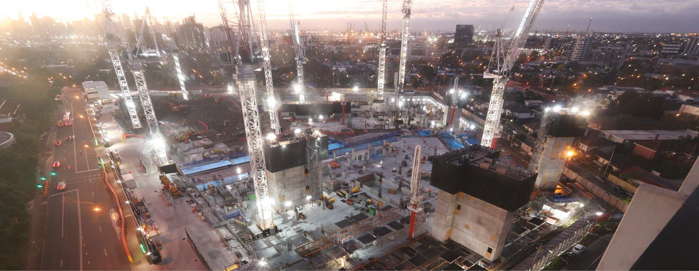 Aerial view of new Footscray Hospital under construction