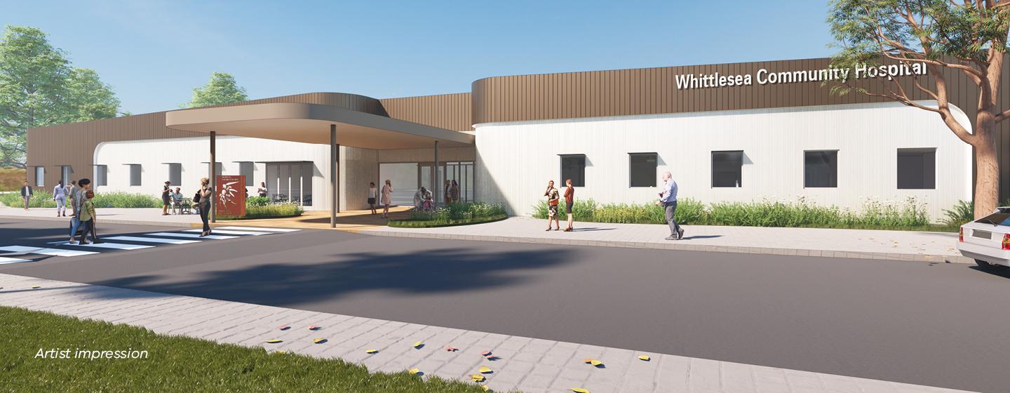 Artist impression showing an external view of the City of Whittlesea Community Hospital