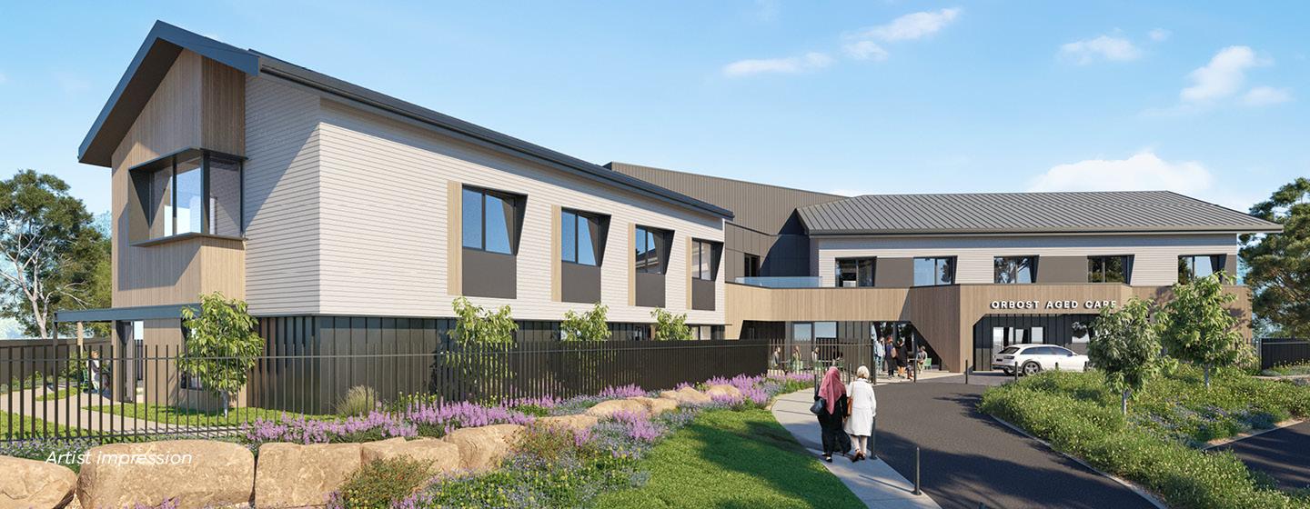 Artist impression Orbost Regional Health residential aged care development main entrance