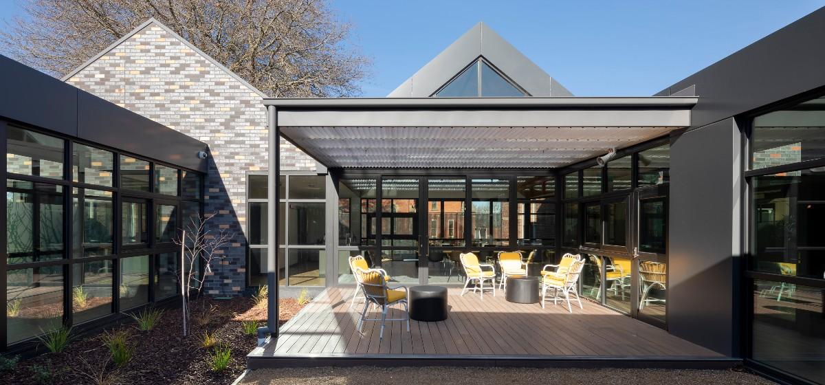 An internal courtyard at Grampians Prevention and Recovery Care centre in Ballarat.