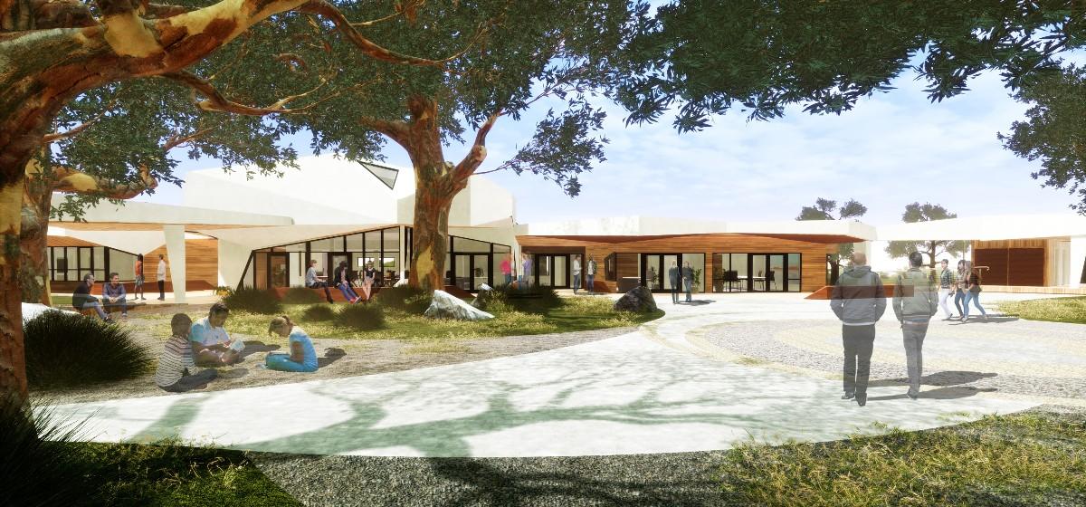 Artist's impression of the exterior and landscaped courtyard of the residential rehabilitation service in Corio.
