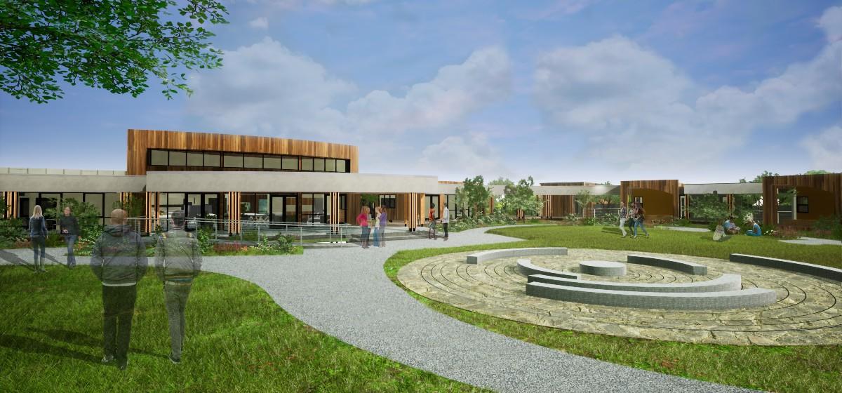 Artist's impression of the landscaped courtyard of the residential rehabilitation service in Wangaratta.