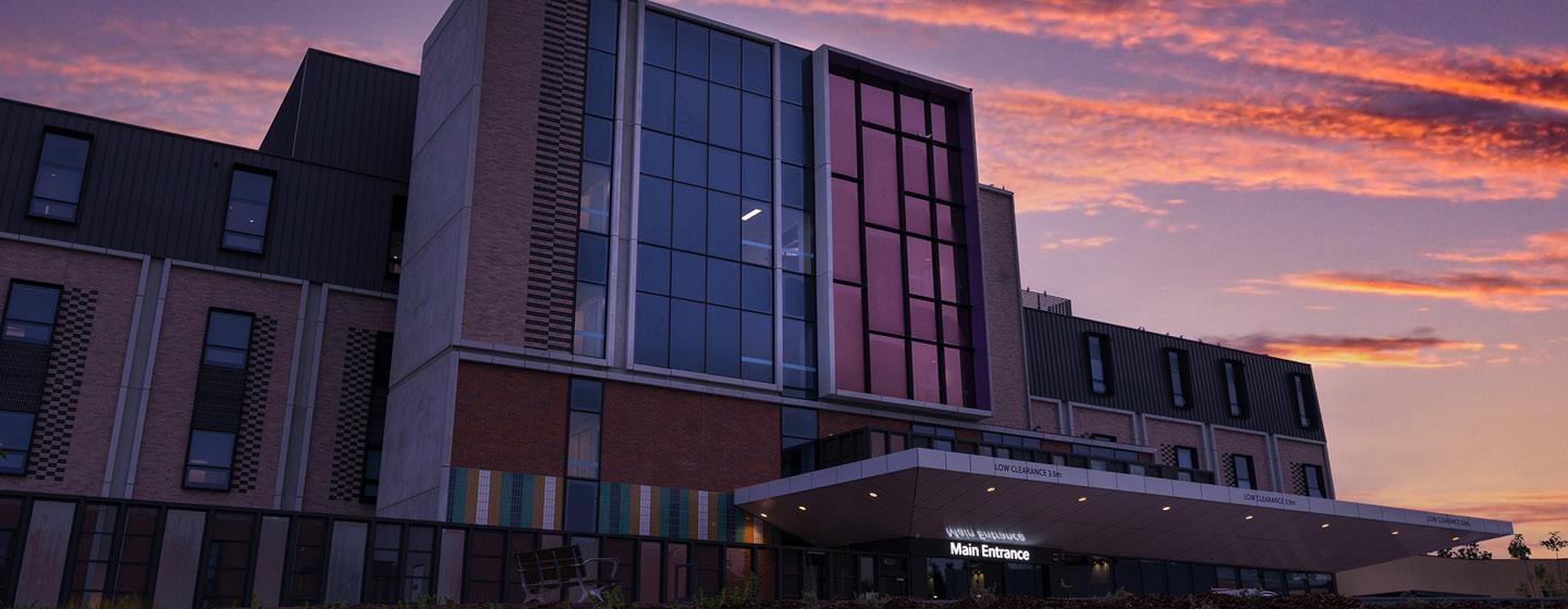 The Wantirna residential aged care facility at sunset