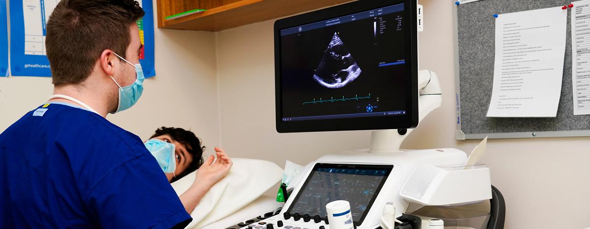 Healthcare worker using trans-oesophageal echocardiogram at GVH shepparton