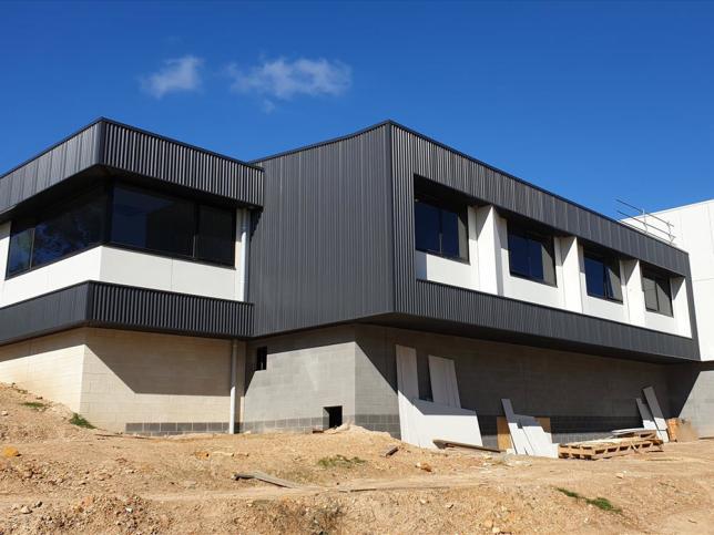 A rear view of the Golden Oaks Nursing Home during construction