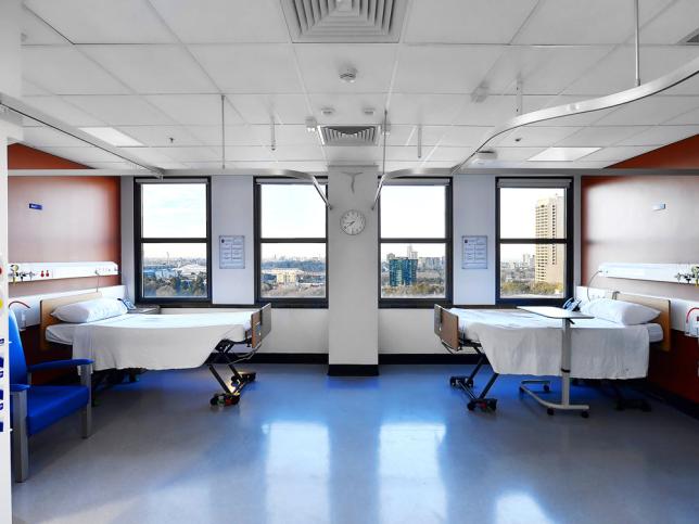 Two hospital beds in a room at St Vincent's on the Park 