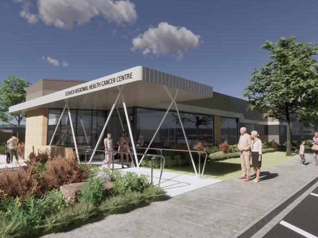 Artist's impression of the exterior of the new Echuca Cancer and Wellness Centre