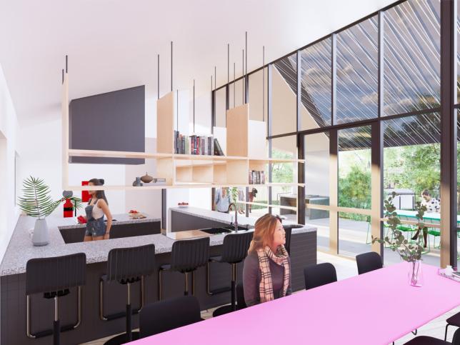 Artist's impression of the kitchen and communal area at the Women's PARC centre