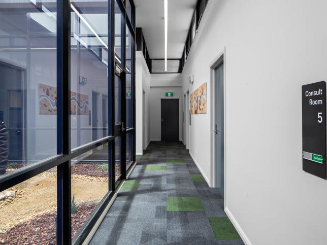 Interior walkway within the completed Portland Community Mental Health Centre