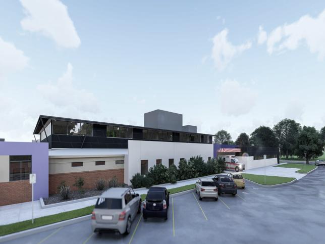 Artists impression showing ambulance access to the redeveloped Wangaratta Hospital 