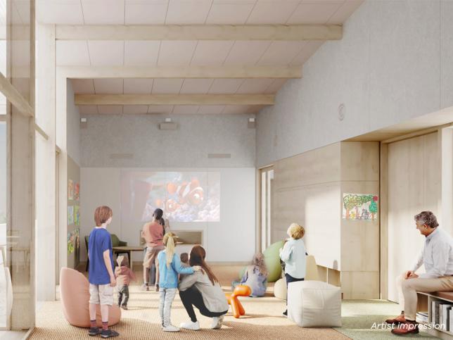 Artist's impression of the interior of the statewide child and family mental health centre