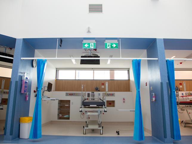 A cubicle inside an emergency department