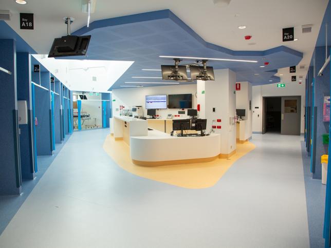 The staff area in an emergency department