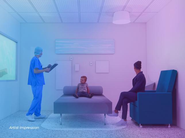 Artist impression of a low sensory treatment space in the expanded emergency department.