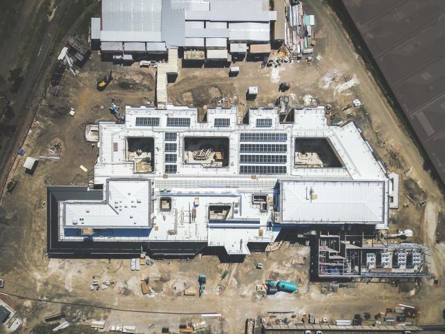 An aerial view of a construction site