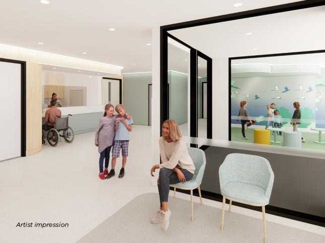 Artist impression of a foyer area inside the new emergency department 