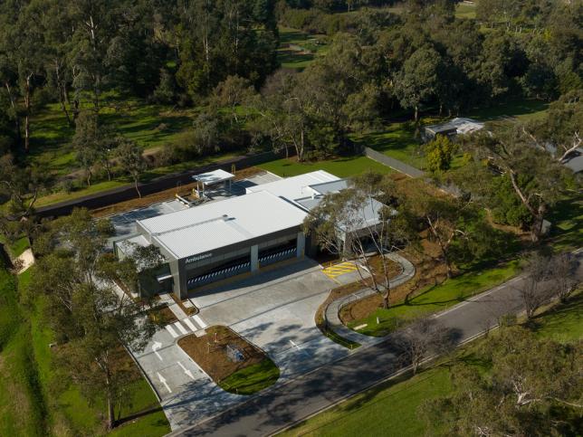 Aerial view of the new Ambulance Victoria branch in Lilydale