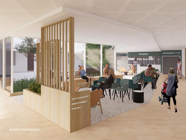 Artist impression Sunbury Community Hospital central waiting area 