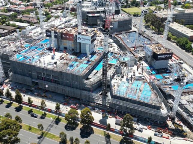 Aerial view of the new Footscray Hospital under construction in 2022