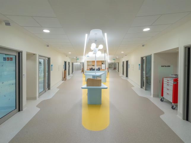 Hallway of the new inpatient ward at the Royal Children's Hospital