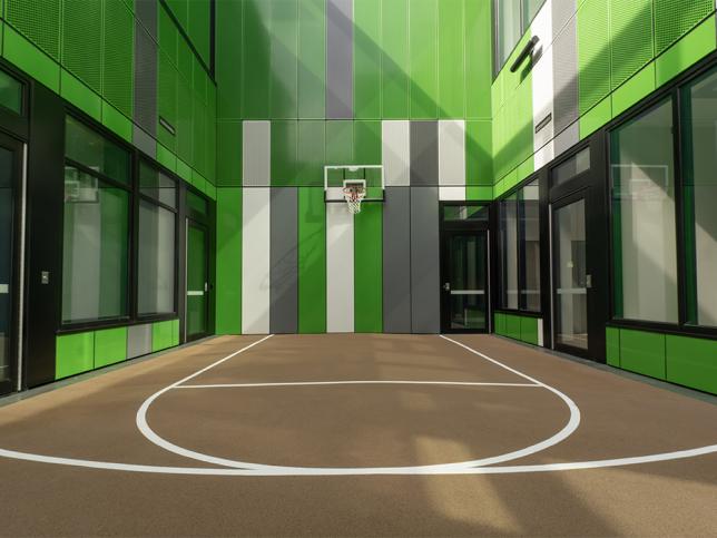 View of an outdoor exercise area within the mental health facility at Northern Hospital