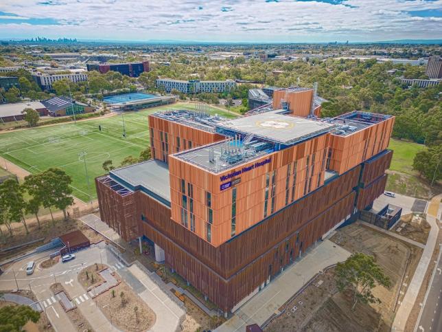 Aerial photo of the new Victorian Heart Hospital