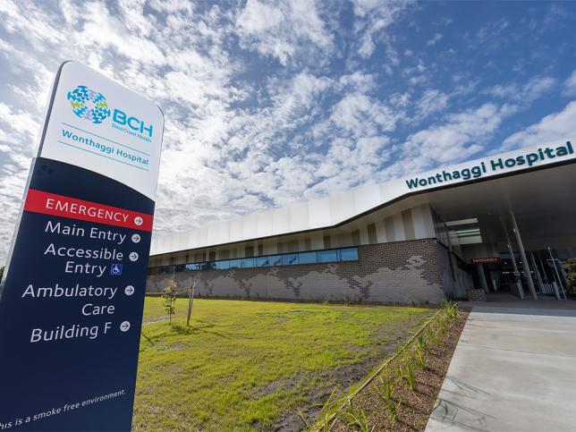 Signage in front of expanded Wonthaggi Hospital