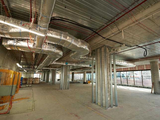 New Footscray Hospital construction installation of fire sprinklers