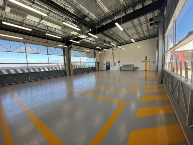 Inside the four bay garage of the Melton South Ambulance Victoria branch