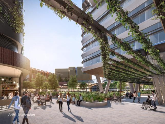 Artist impression of a courtyard at the new Footscray Hospital