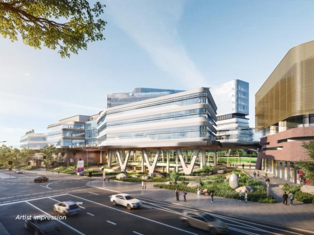 Artist impression of the main entrance at the new Footscray Hospital