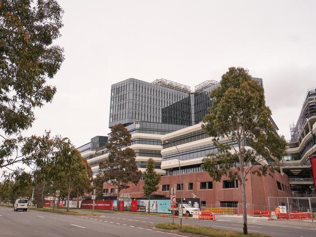 View of the new Footscray Hospital construction site now the tower cranes have been dismantled