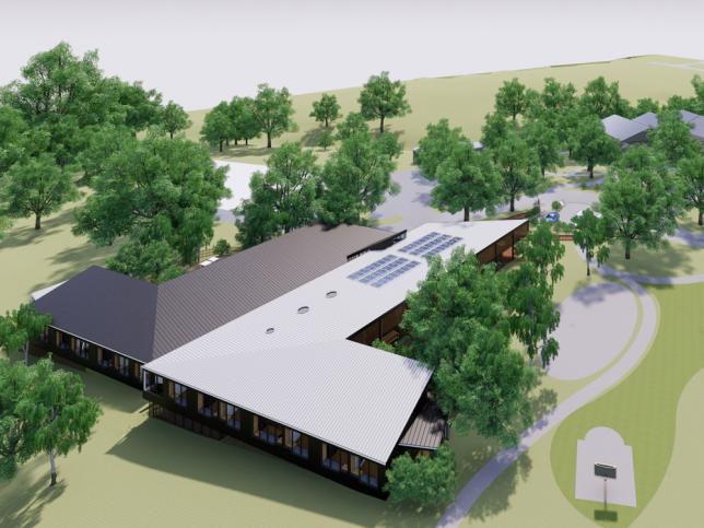 Artist impression of aerial view of a youth prevention and recovery care centre