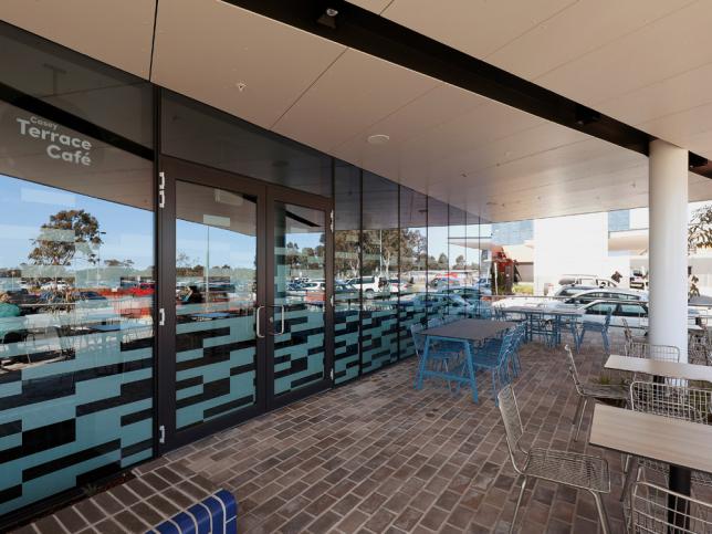 Outside seating area for cafe at Casey Hospital 