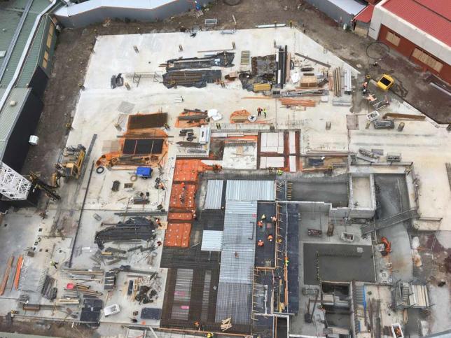 Aerial view of construction site of Joan Kirner Women's and Children's Hospital