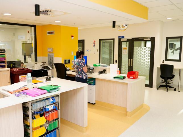 Staff base within the new paediatric ward at Goulburn Valley Health Shepparton Hospital