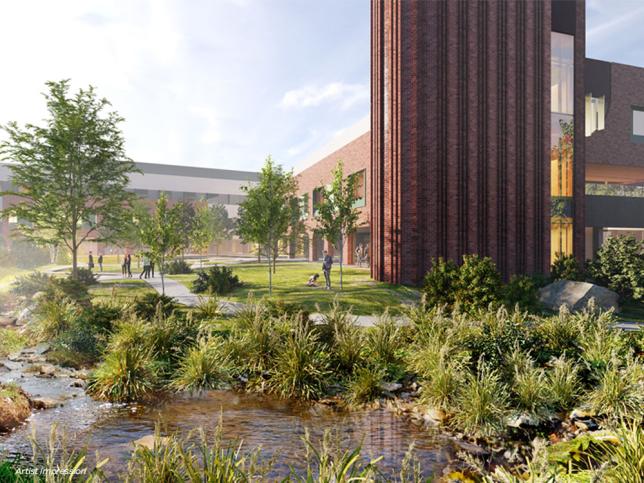 Artist's impression of the landscaped garden area at the Latrobe Regional Hospital redevelopment