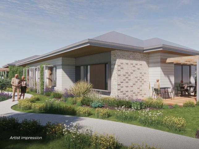 Artist impression of the gardens and outdoor sitting areas at the Rutherglen aged care facility