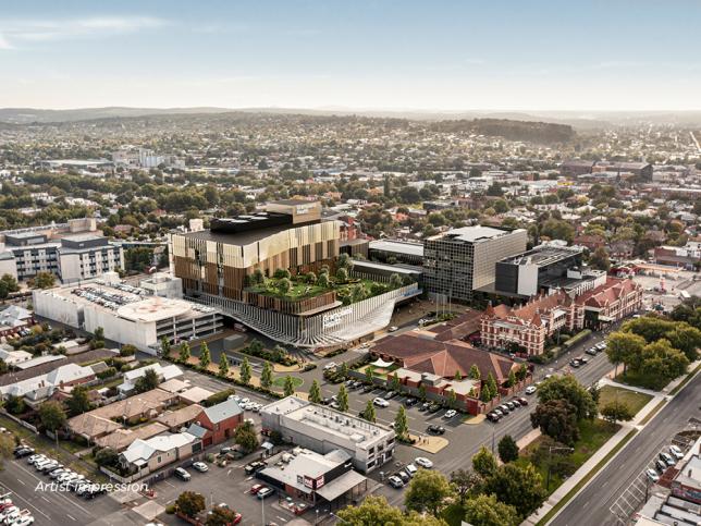  Artist impression of an aerial view of the new Ballarat Base Hospital expansion