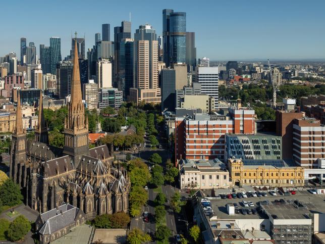 Royal Victorian Eye and Ear Hospital as seen from above