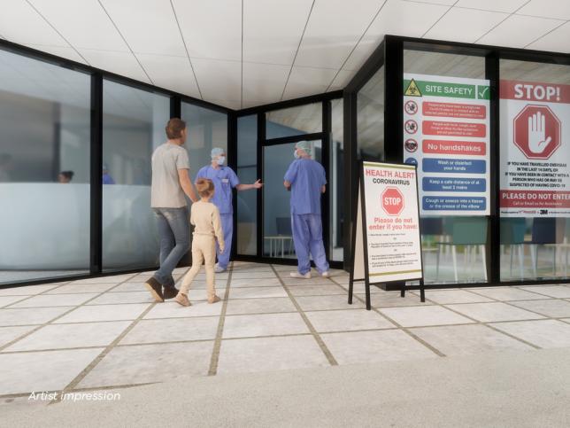 Artist impression of new pandemic emergency department entry