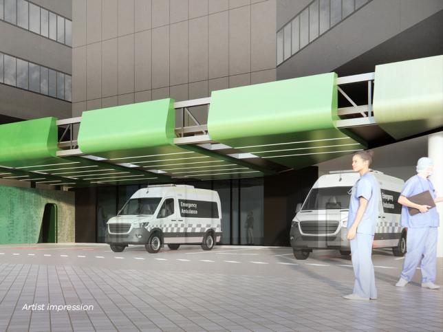 Artist impression of canopy area for ambulance arrivals